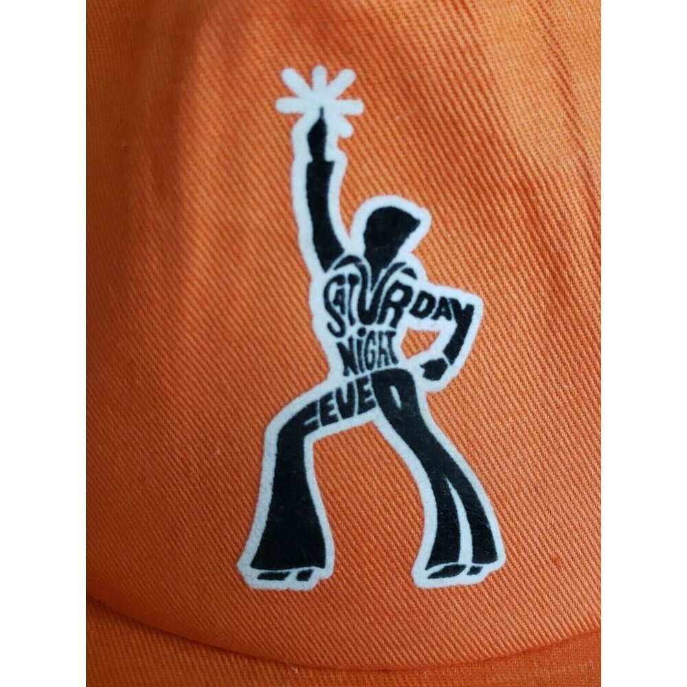Vtg Saturday Night Fever Disco Hat Travolta Snapback Brow Flap Orange 70s USA